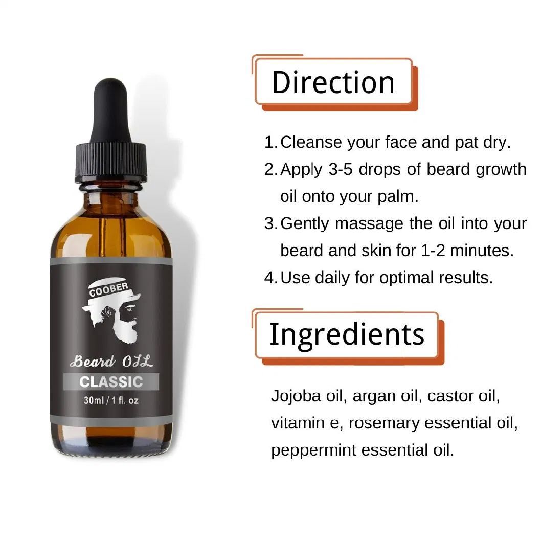 Custom Organic Beard Growth Oil OEM Beard Care Private Label